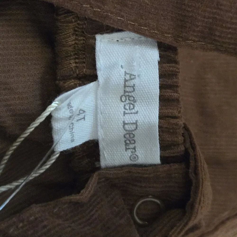 NWT Angel Dear Organic Cotton‎ Muslin Overall Dress in Brown 4T